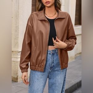 Zip Up Dropped Shoulder Jacket